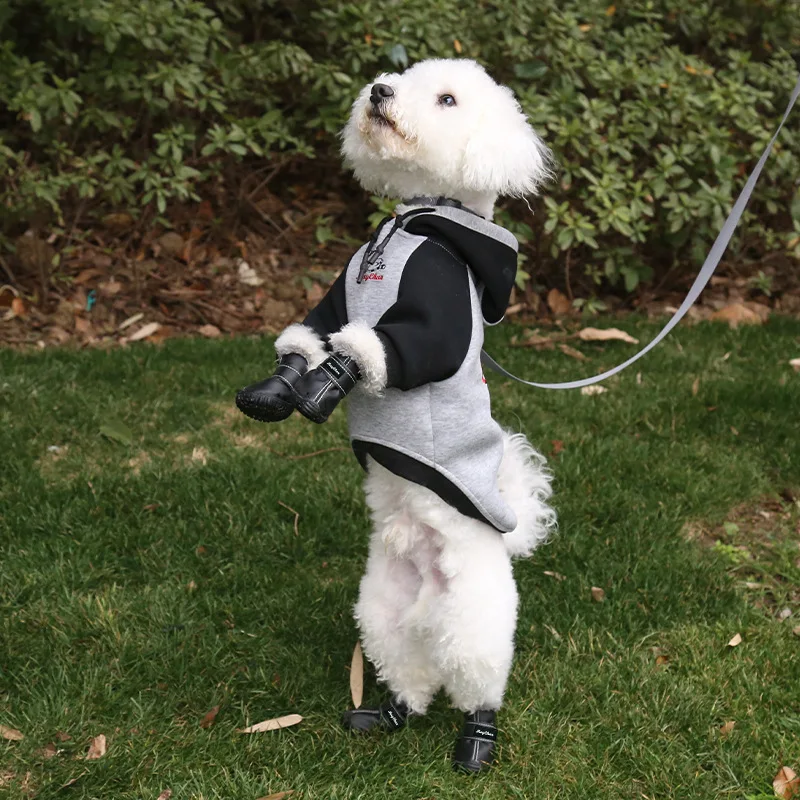 Zapatos para perros para salir de mascotas, cubierta antisuciedad para pies, zapatos de lana para perros, suela suave y cálida, zapatos antideslizantes para la lluvia, productos para mascotas - imagen 3