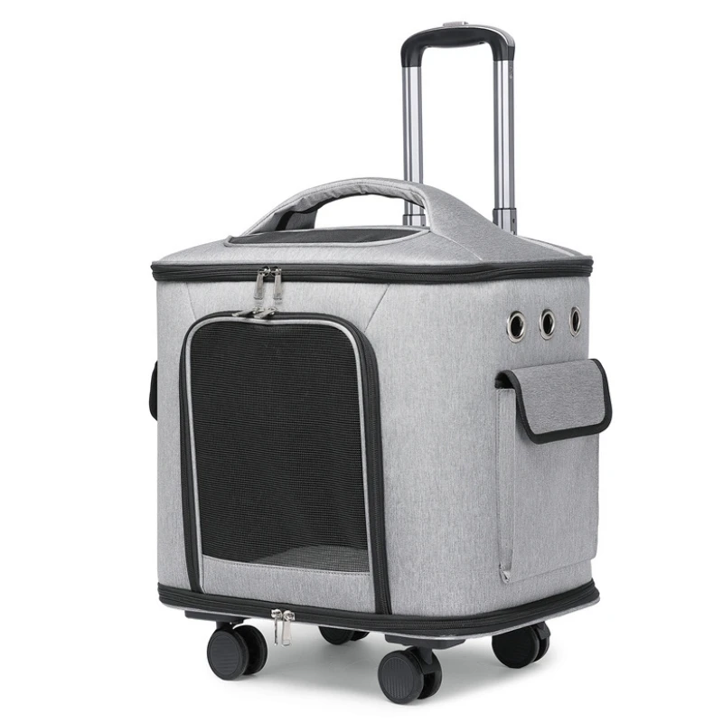 Outdoor Pet Carriers Bag Large Capacity Silent Wheel Cat Suitcase Portable Travel Dog Carriers Bags Pet Stroller Breathable - imagen 2
