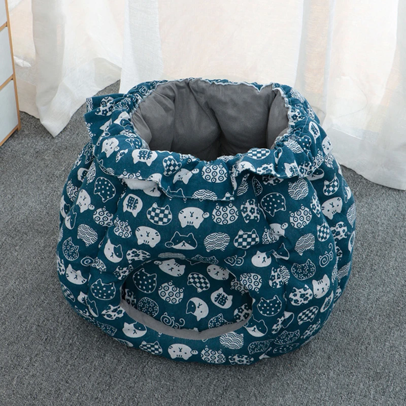 Nido de gato para mascotas, forma de bolsa de bendición creativa con esterilla, perrera para cachorros, producto de casa de gatito extraíble cómodo, mantiene el calor en invierno - imagen 3