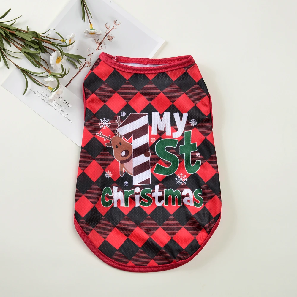 Ropa navideña con estampado de gato, camiseta transpirable suave y acogedora para gatitos, perros pequeños y medianos, bonito disfraz de chaleco para mascotas de Papá Noel - imagen 5