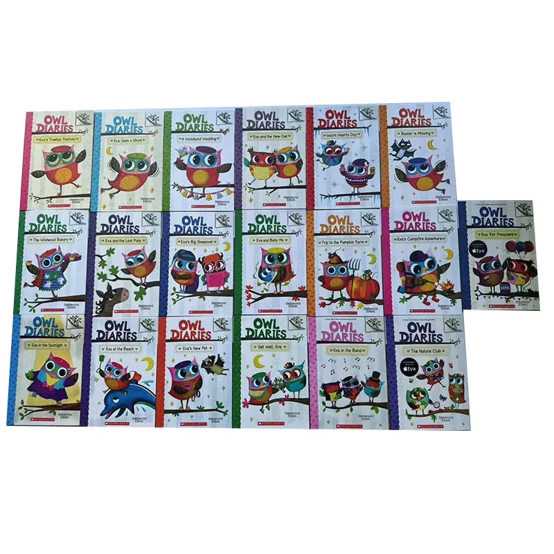 19 libros/juego de diarios de búho, libro de imágenes coloridas en inglés, educación temprana para niños, aprendizaje infantil, diario de escritura para niñas de 6 a 12 años - imagen 2