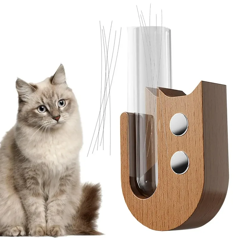 Colector magnético para nevera, jarrón con bigote de gato, caja de almacenamiento, recuerdo bonito, tubo de almacenamiento de barba de gato, botella conmemorativa de pelo de mascota de vidrio