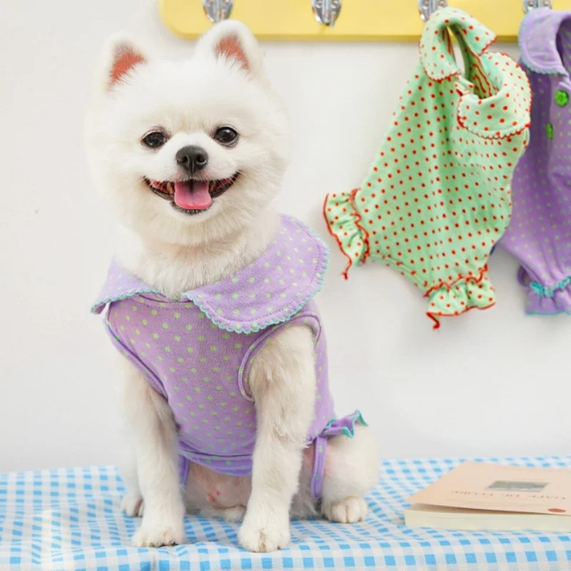 Monos con lunares para perros y gatos - Ropa suave de invierno - imagen 2