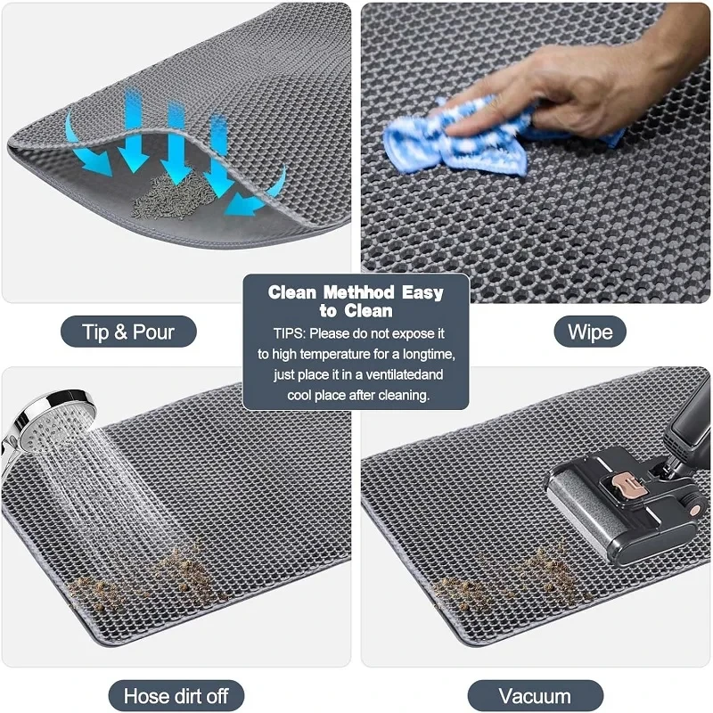 Estera de arena para gatos, estera de filtro de arena grande antideslizante para mascotas de doble capa, estera de arena impermeable resistente al desgaste para gatos, almohadilla de uso en caja para gatos - imagen 4