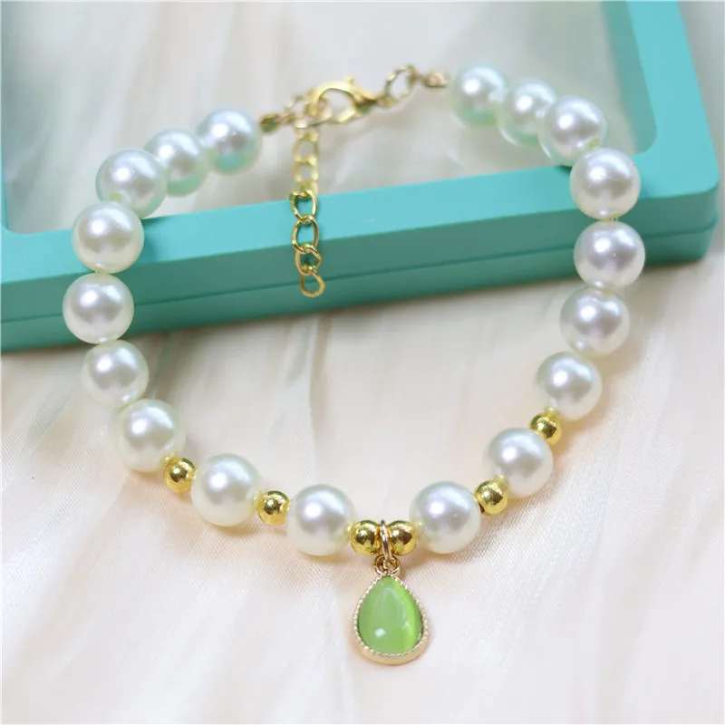 Collar de piedras preciosas de colores claros para mascotas, Collar para gatos, Collar para perros, decoración de temperamento de perlas, oso de peluche para gatos, accesorio para mascotas - imagen 5