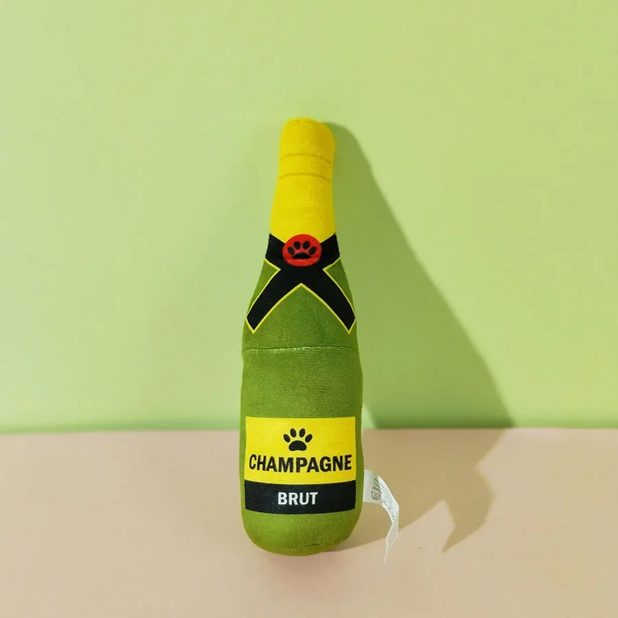 Juguete de felpa interesante para perro, botella de vino con forma de perro pequeño y grande, limpieza de dientes, masticar, juguete interactivo para mascotas, suministros - imagen 2