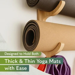 Estante de pared para esterilla yoga con 4 ganchos – Soporte organizador