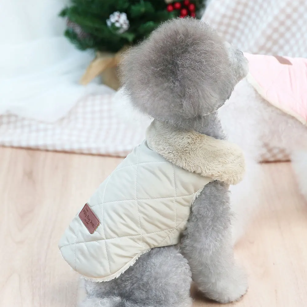 Chaqueta de invierno para mascotas, ropa muy cálidas para perros pequeños con Cuello de piel, trajes de algodón para mascotas, abrigo de Bulldog Francés, chaleco para Chihuahua - imagen 5