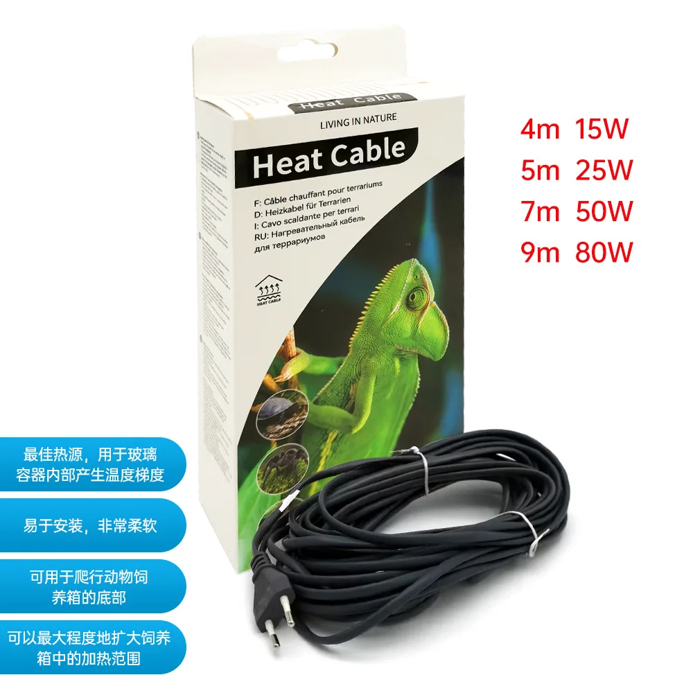 Silicona estándar británica europea y americana de 220V para calentar mascotas, incubadora, cable calefactor para reptiles, caucho de silicona impermeable - imagen 3