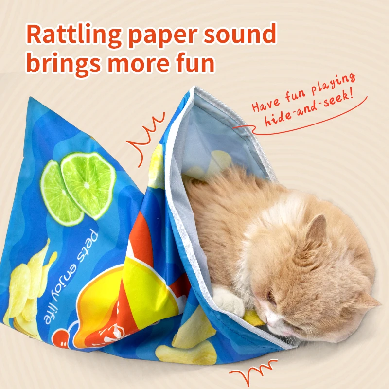 Juguete de túnel para gatos con 7 patrones Gourmet, bolsa de taladro plegable interactiva con bola de felpa, accesorio para jugar a las mascotas - imagen 3