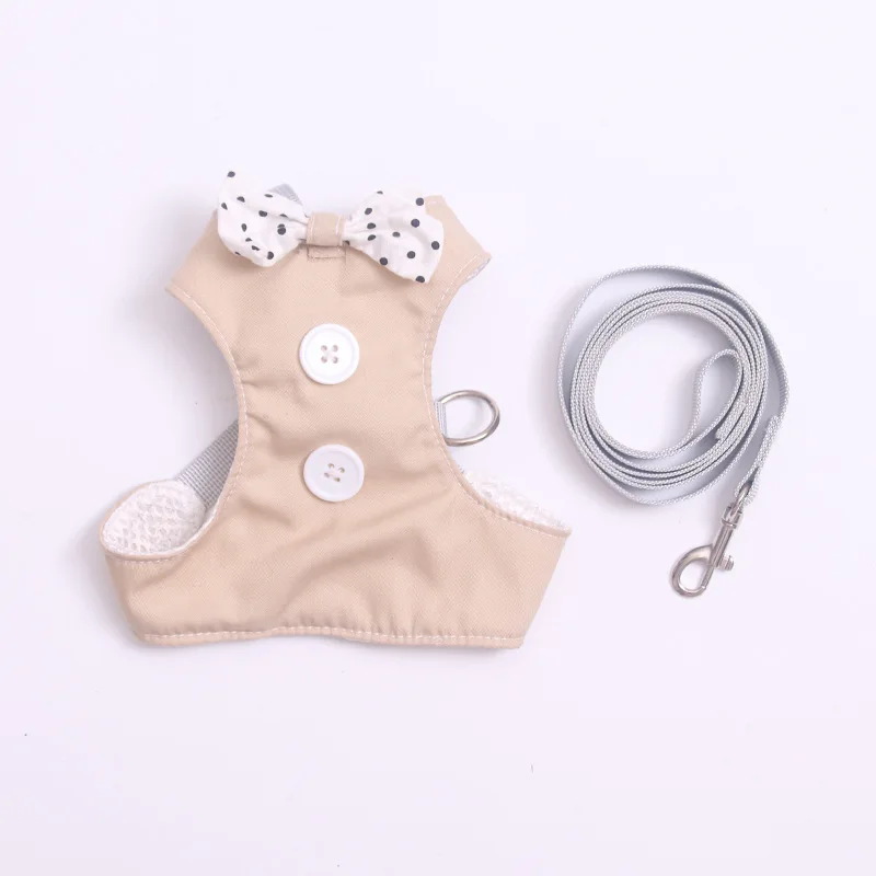 Arnés transpirable para mascotas, suministros de tracción para perros, bonito chaleco con pajarita, correa para perros y gatos, arnés Universal en Y para el pecho y la espalda - imagen 5