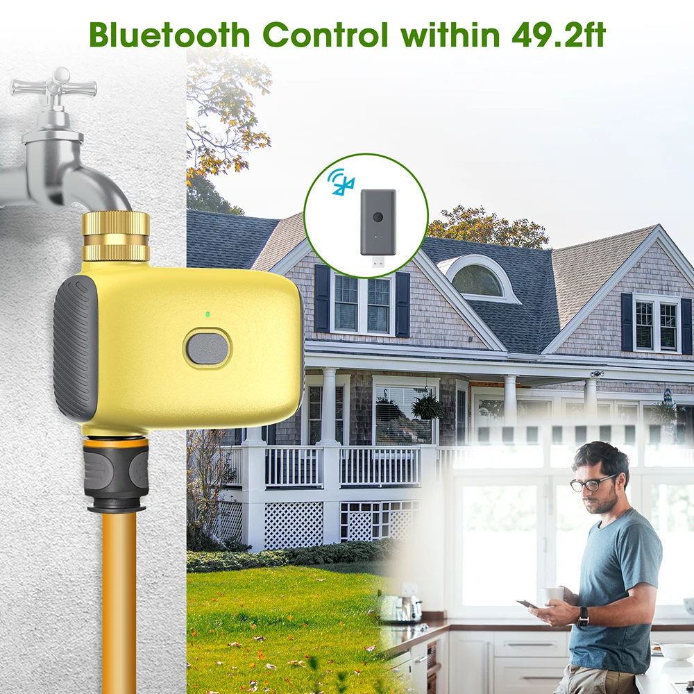 Temporizador de riego Bluetooth, temporizador de riego inteligente, sistema de riego por goteo automático, válvula de agua temporizada, aspersor para césped y jardín