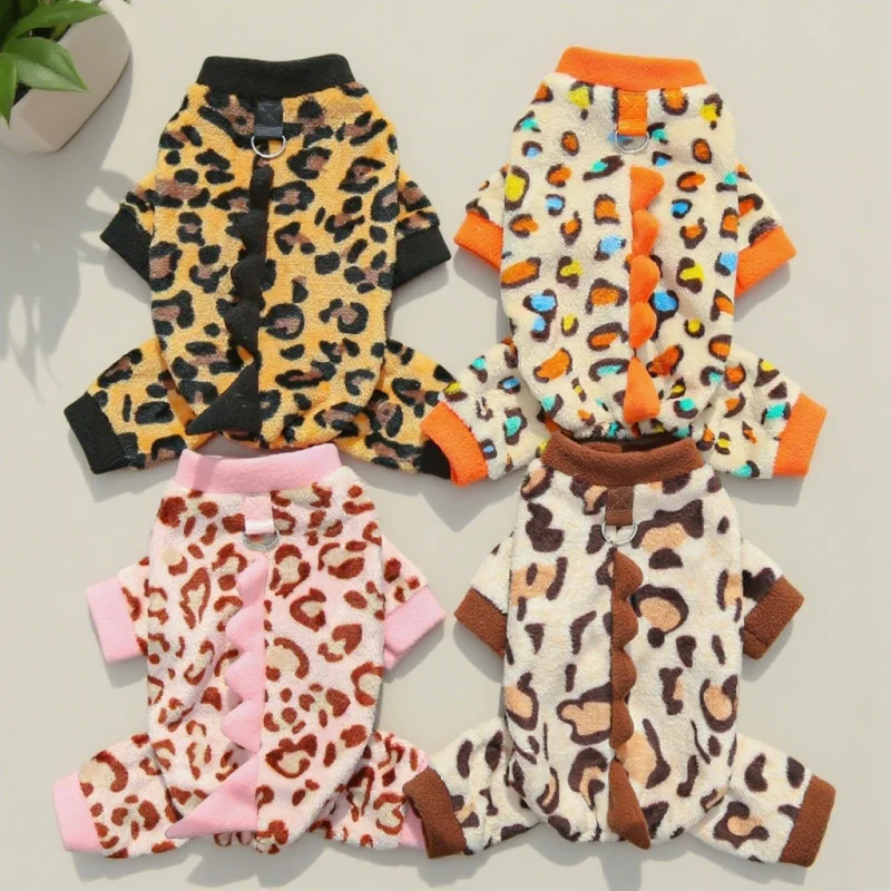Monos de lana para perros con anillo en D, ropa cálida de invierno para perros, monos suaves y bonitos para cachorros, ropa de cuatro patas para gatos y dinosaurios, monos para mascotas
