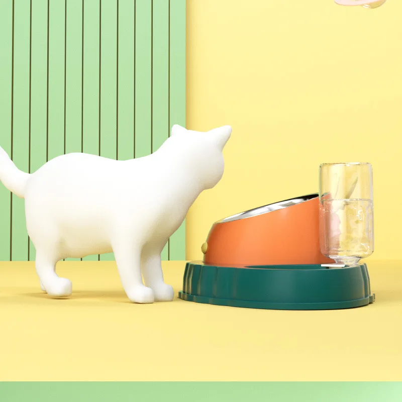 Cuenco doble de acero inoxidable para Alimentación de Mascotas, recipiente antideslizante para gatos, máquina automática para beber - imagen 4