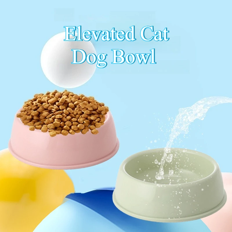 Cuenco elevado para perros y gatos - 45 °   Plato de agua de plástico para aliviar el cuello, alimentador grueso duradero para mascotas pequeñas y medianas, colores dulces - imagen 3