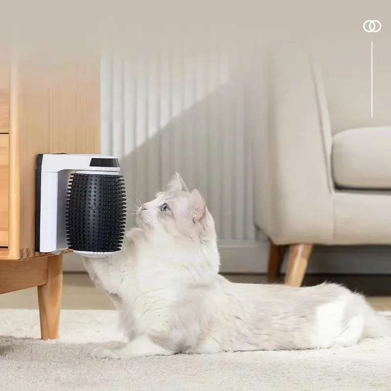 Autoestimador inteligente para gatos con hierba gatera, masajeador giratorio automático para gatos, peluqueros de esquina de pared, cepillo eléctrico de autolimpieza inteligente para gatos - imagen 3