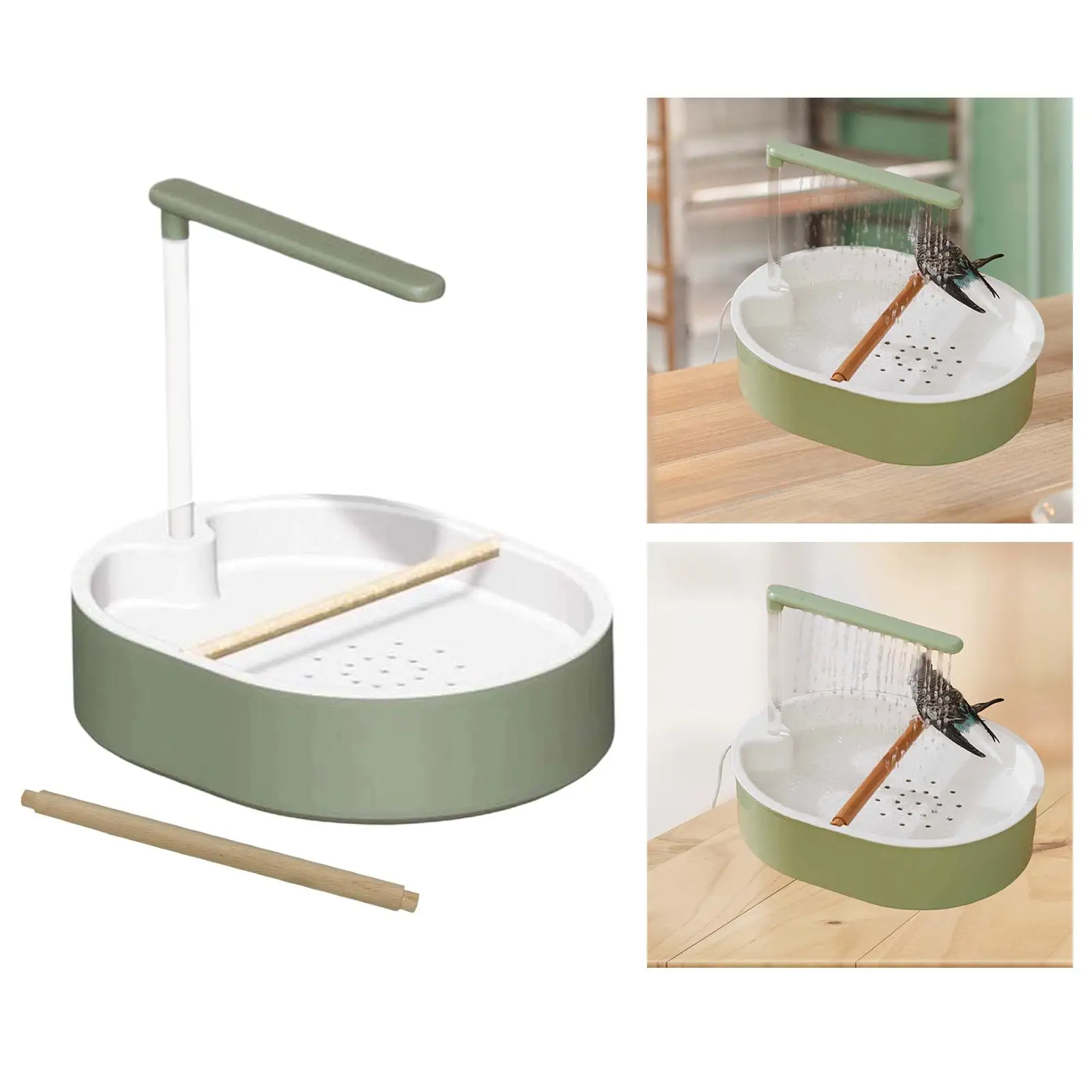 Parrot Bathtub with Pump Easy Setup Gift Cage Accessory Toy with Wooden Perches for Cockatiel Indoor African Grey Parakeet Parrot Bathtub with Pump Easy Setup Gift Cage Accessory Toy with Wooden Perches for Cockatiel Indoor African Grey Parakeet