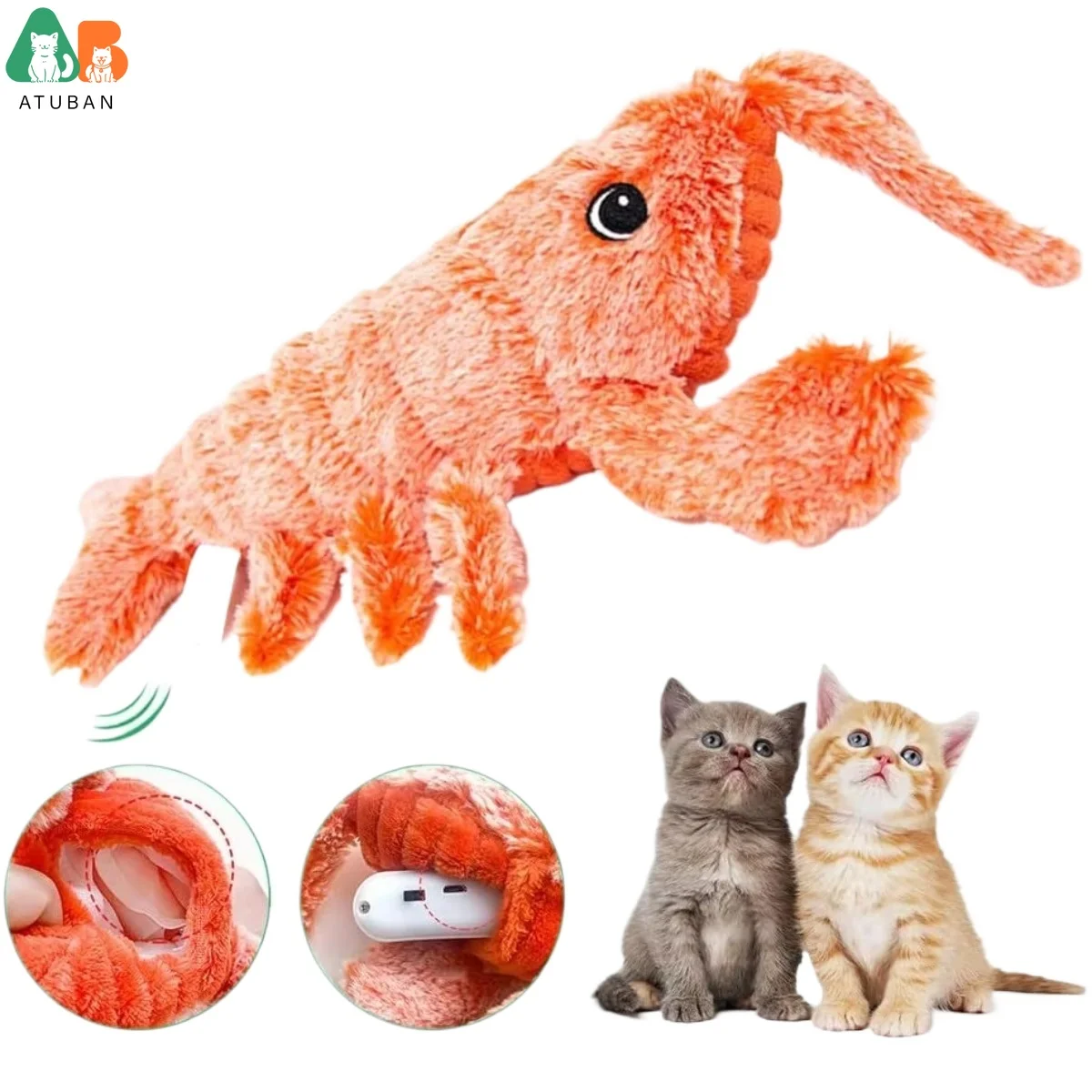 Juguete eléctrico peluche langosta para gatos y perros con hierba gatera