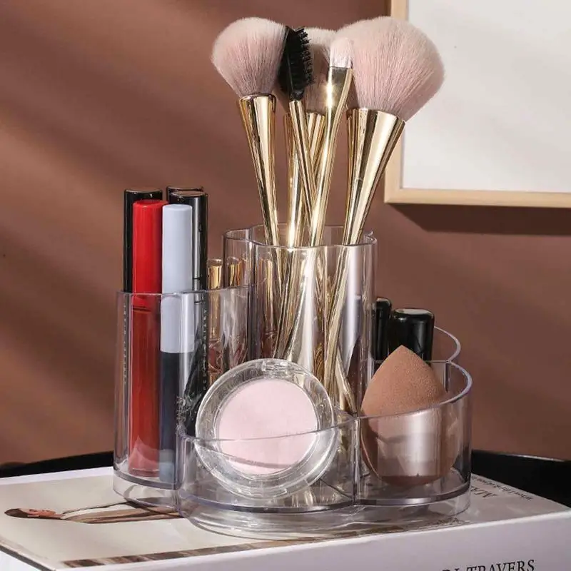 Organizador de maquillaje giratorio, soporte para brochas, almacenamiento de mesa de escritorio, lápiz labial, caja de herramientas de maquillaje cosmético, contenedor de estuche de joyería - imagen 2