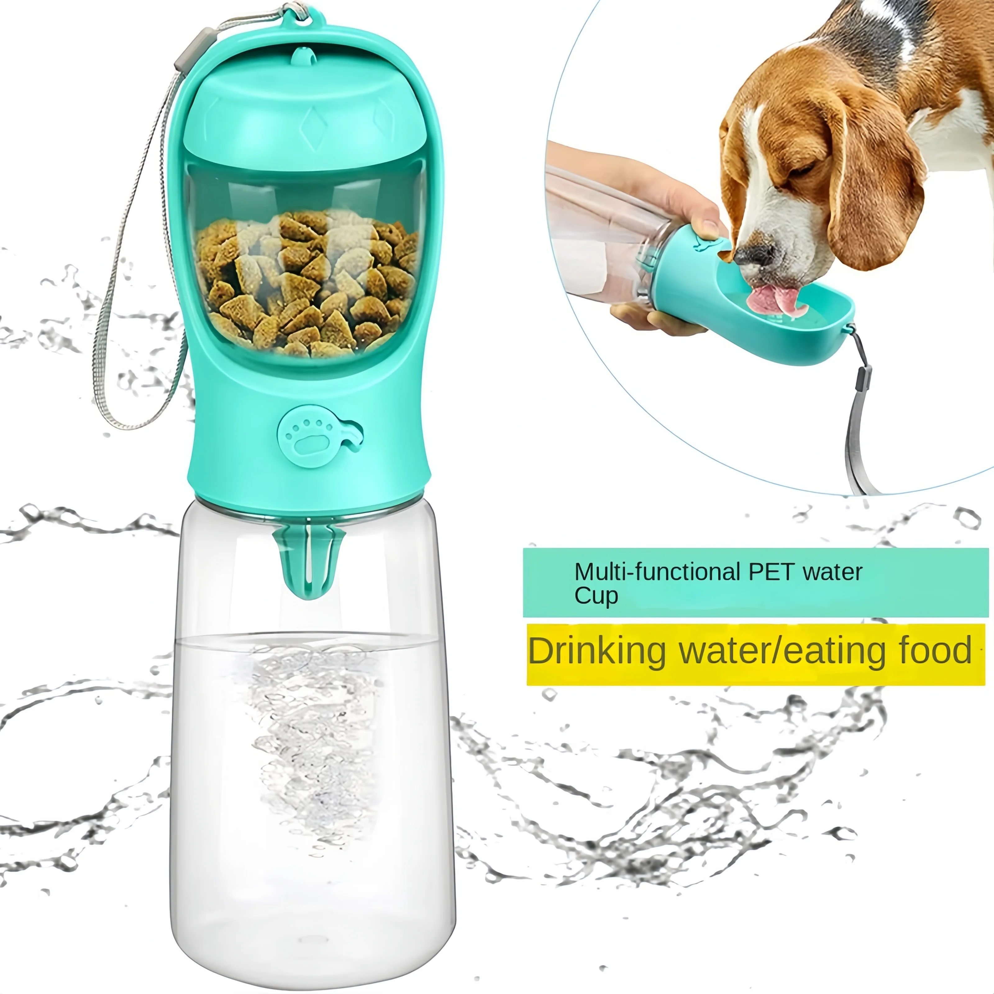 Botella de agua portátil para mascotas, Material de grado alimenticio, taza de viaje para perros y gatos, dispensador de alimentos, botella de agua para cachorros - imagen 4