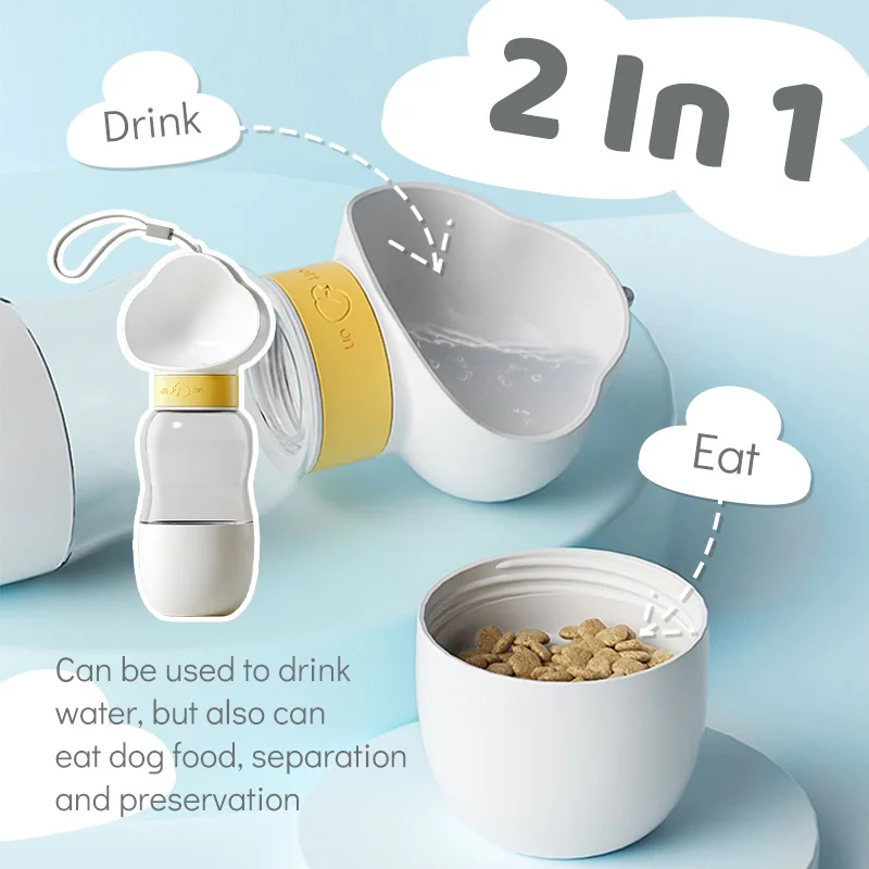 Botella portátil 2 en 1 para perro, tazón de agua para mascotas, a prueba de fugas, dispensador de bebida para perros con contenedor de comida para senderismo al aire libre - imagen 4