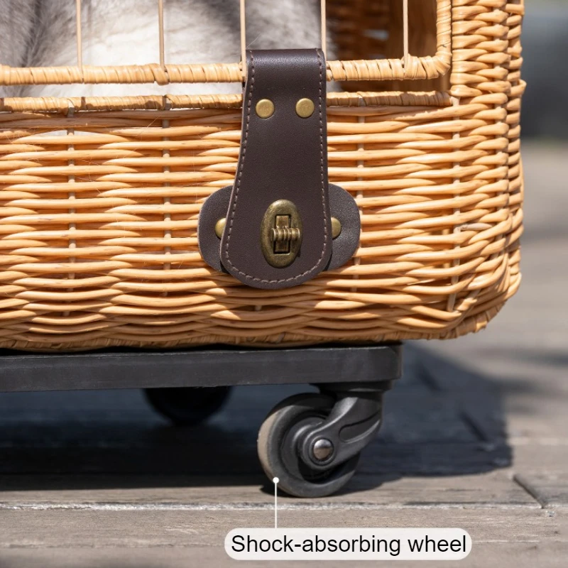 Transportín portátil para gatos, bolsa para gatos hecha a mano, cubierta de carrito, viaje transpirable de verano, rueda transportadora para cachorros y gatos, producto para mascotas al aire libre - imagen 5