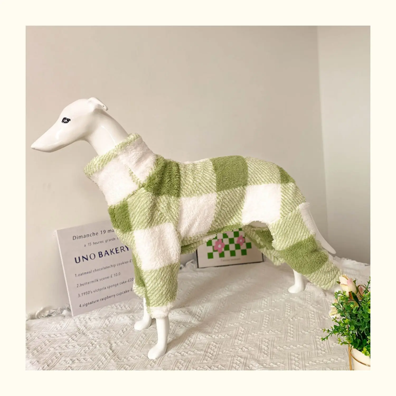 Ropa de terciopelo a cuadros de doble cara para cachorros, ropa cálida y suave para perros pequeños y medianos, adecuada para galgos/whippets en invierno - imagen 4