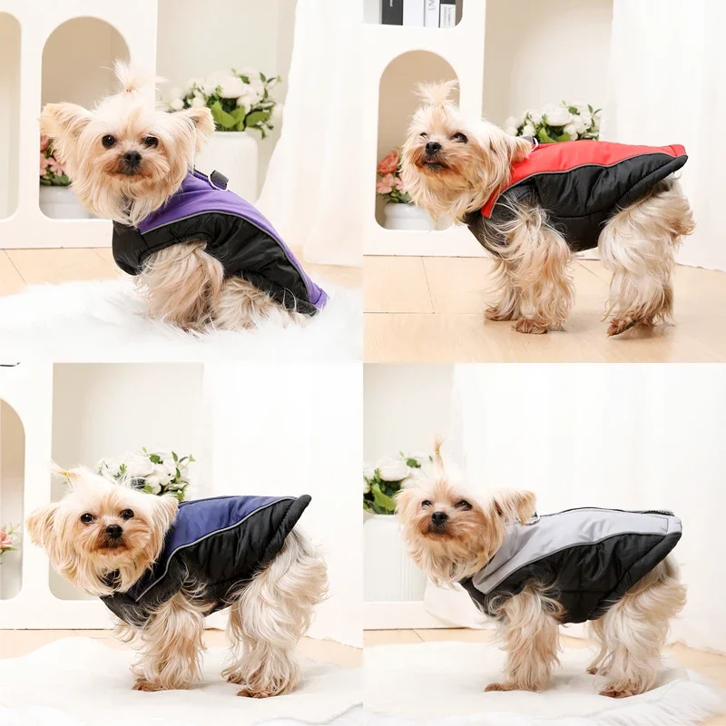 Ropa impermeable para perros, chaqueta cálida para mascotas, abrigo para perros pequeños y medianos, chaleco para gatos con cremallera, disfraz de perro salchicha Yorkie - imagen 5
