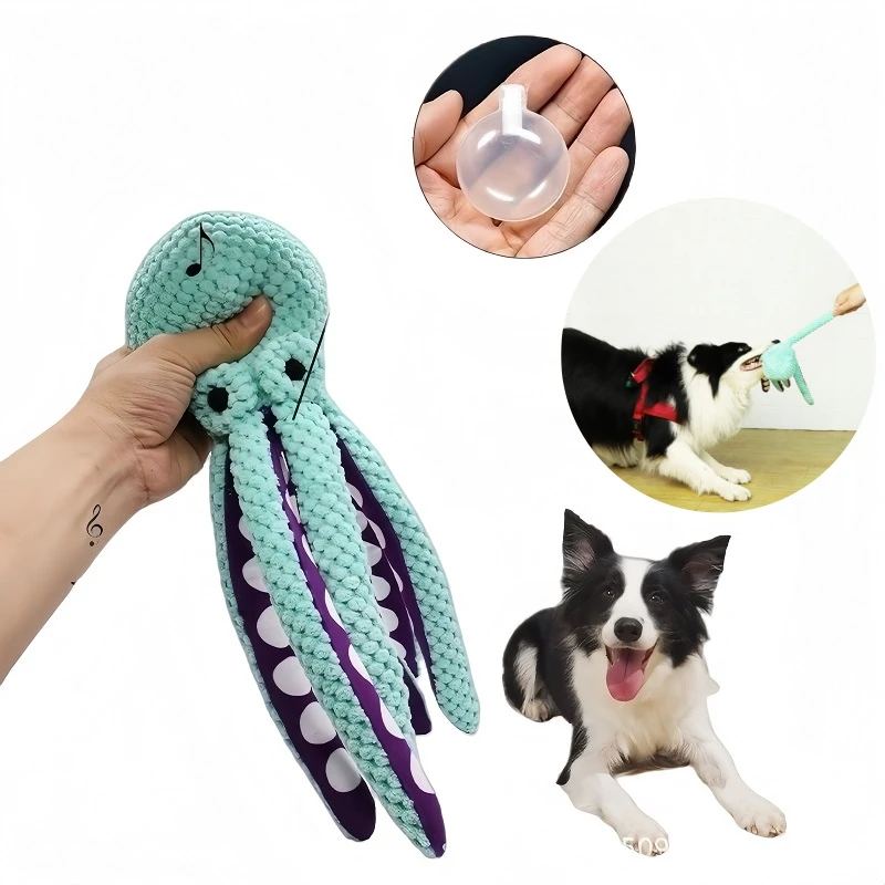 Juguetes de peluche de pulpo para perros, juguetes interactivos con chirrido, antidemolición, accesorios para perros pequeños y grandes, compañero de aburrimiento, cachorro de juguete - imagen 4
