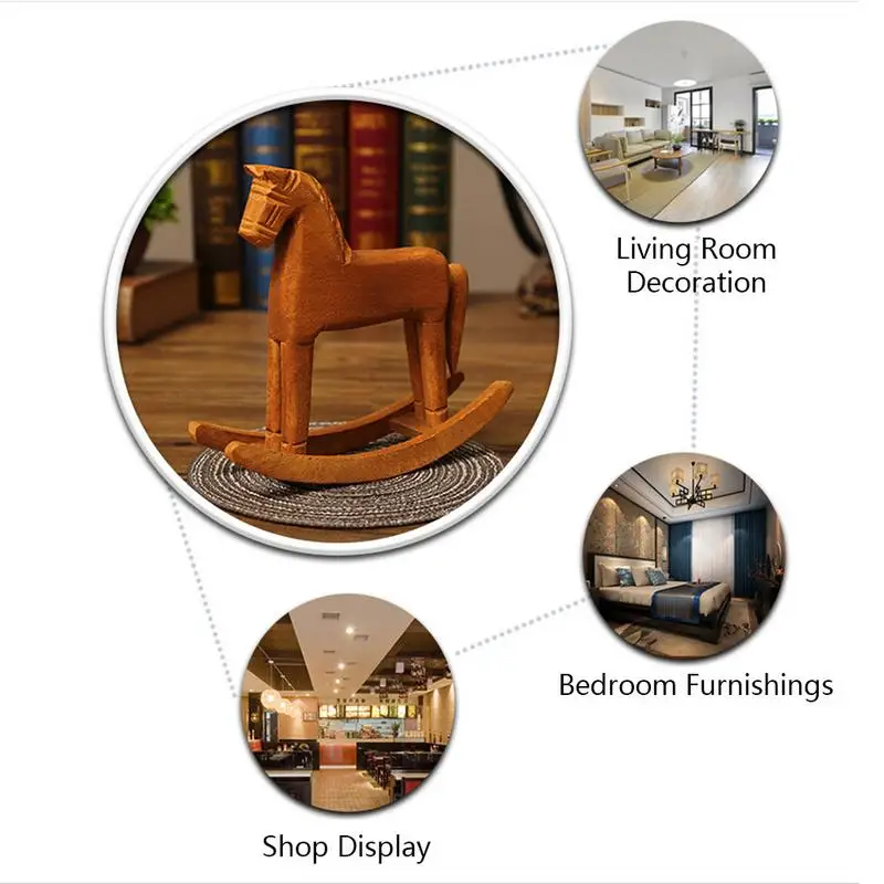 Caballo de madera hecho a mano, adorno de escritorio, artesanía de madera, caballo balancín, decoración del hogar, juguetes para niños - imagen 3