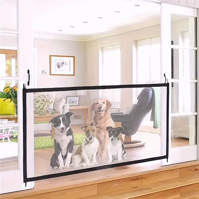 Puerta de seguridad de malla para perros en interiores y exteriores