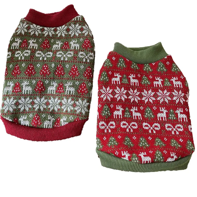 Jersey cálido para perros, suéter de invierno, ropa de punto navideña, ropa de manga corta para mascotas para perros pequeños, ropa tejida para cachorros Chiwawa - imagen 2