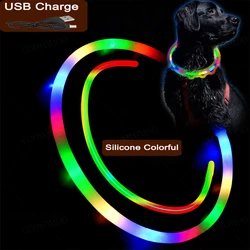 Collar de carga Luminou para perro, 4 modos, Led Usb, Collar colorido de silicona para gato, brillo nocturno desmontable, prevención de pérdida de mascotas, accesorios para perros