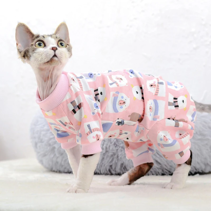 Ropa de gato Sphynx, mono bonito de algodón para gato y gatito, monos cálidos para gatos, sudaderas con capucha, disfraces para gato Sphinx Devon, ropa para gato