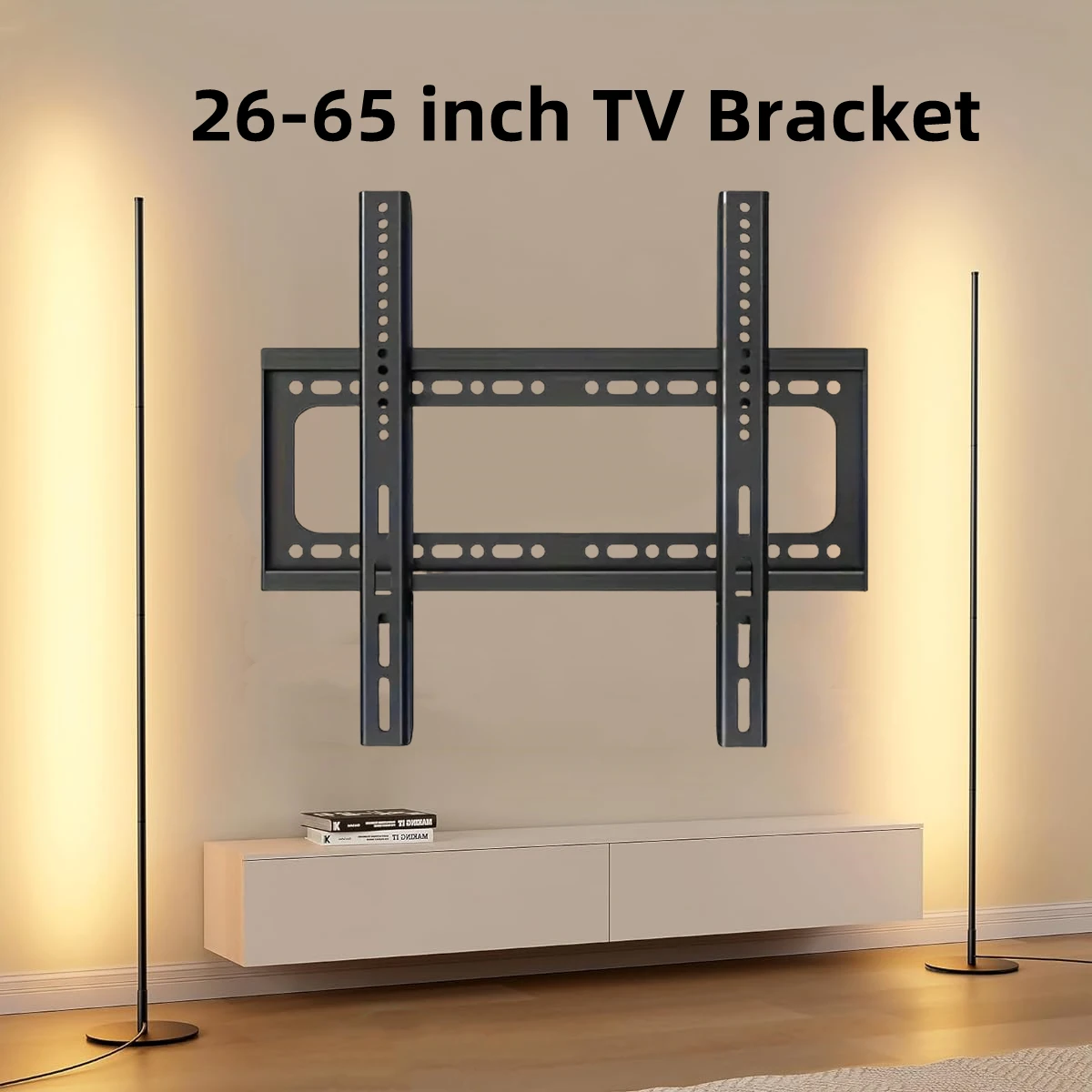 Soporte fijo de montaje en pared para TV para pantallas de 26-63 pulgadas, Metal, montaje VESA 400x400mm, soporte de carga 50Kg/110lb montaje seguro para el hogar - imagen 4