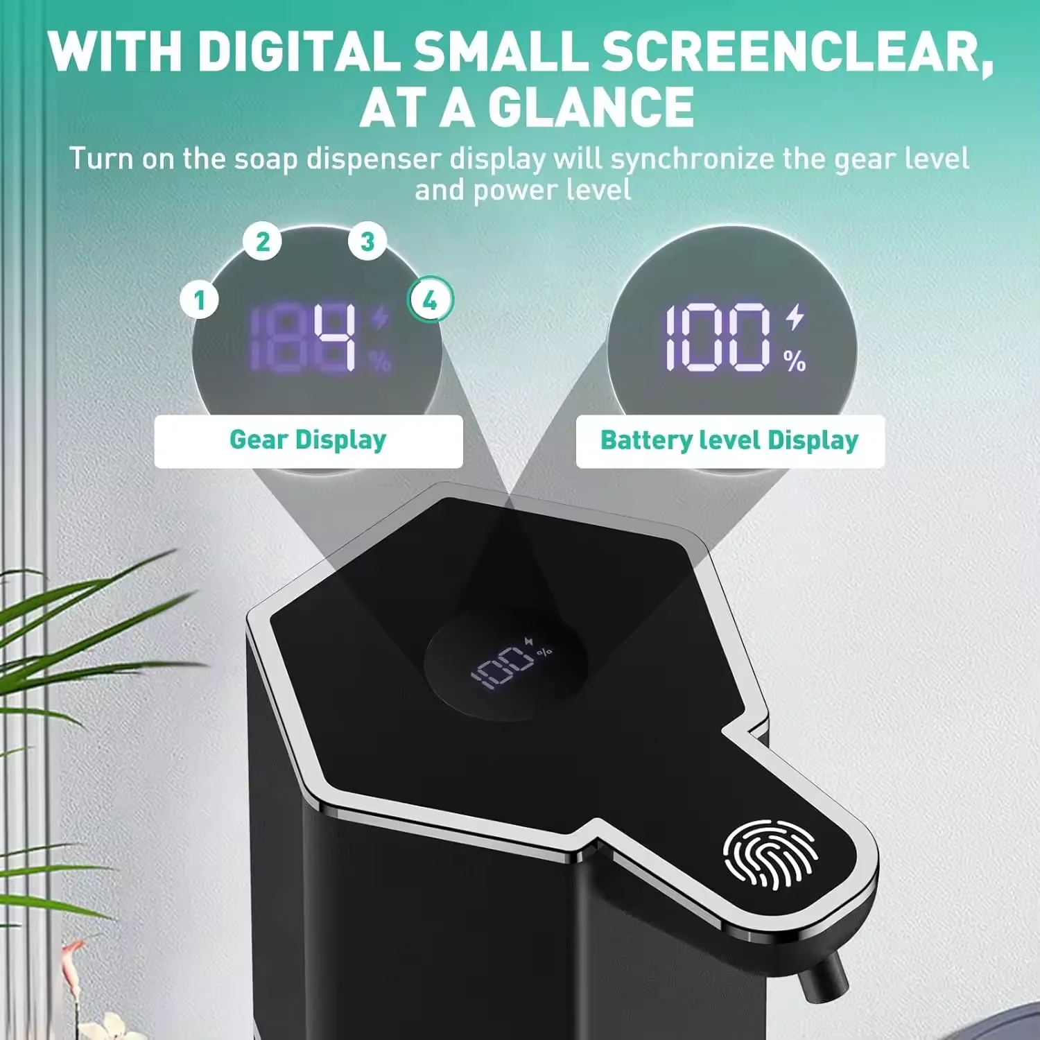 Dispensador automático de jabón de 360Ml, dispensador de jabón espumoso líquido de 4 niveles, carga de batería larga, dispensador automático de jabón sin perforación - imagen 3