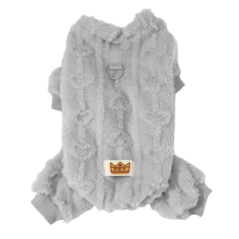 Ropa cálida de lana para perros, mono suave y acogedor para cachorros, anillo en D de felpa para invierno, chaleco para mascotas pequeñas y medianas, abrigo para gatos - imagen 5