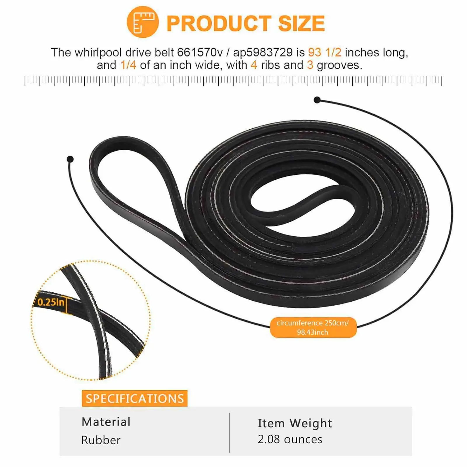 Dryer Drum Belt Replacement Dryer Accessory Easy to Install Maintenance Rubber Dryer Drum Belt Replacement Dryer Accessory Easy to Install Maintenance Rubber