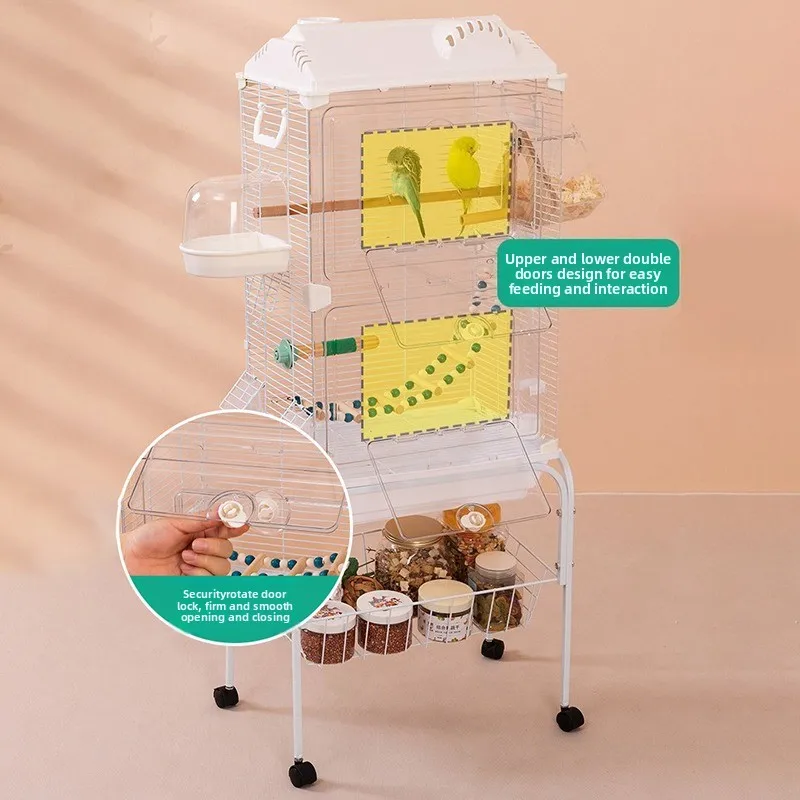 Jaulas de seguridad para pájaros, cerradura para loros, nidos de red de hierro, estante de almacenamiento de juguetes, jaula para loros, casa, nido para accesorios para pájaros, suministros - imagen 5