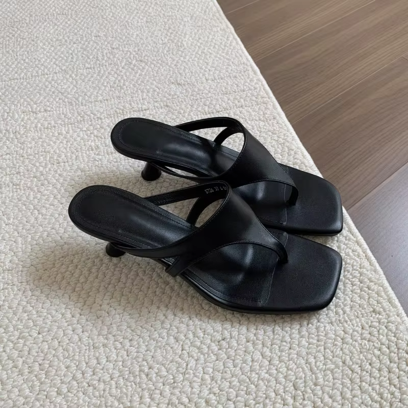 Sandalias retro minimalistas con tacón aguja para mujer - Exterior