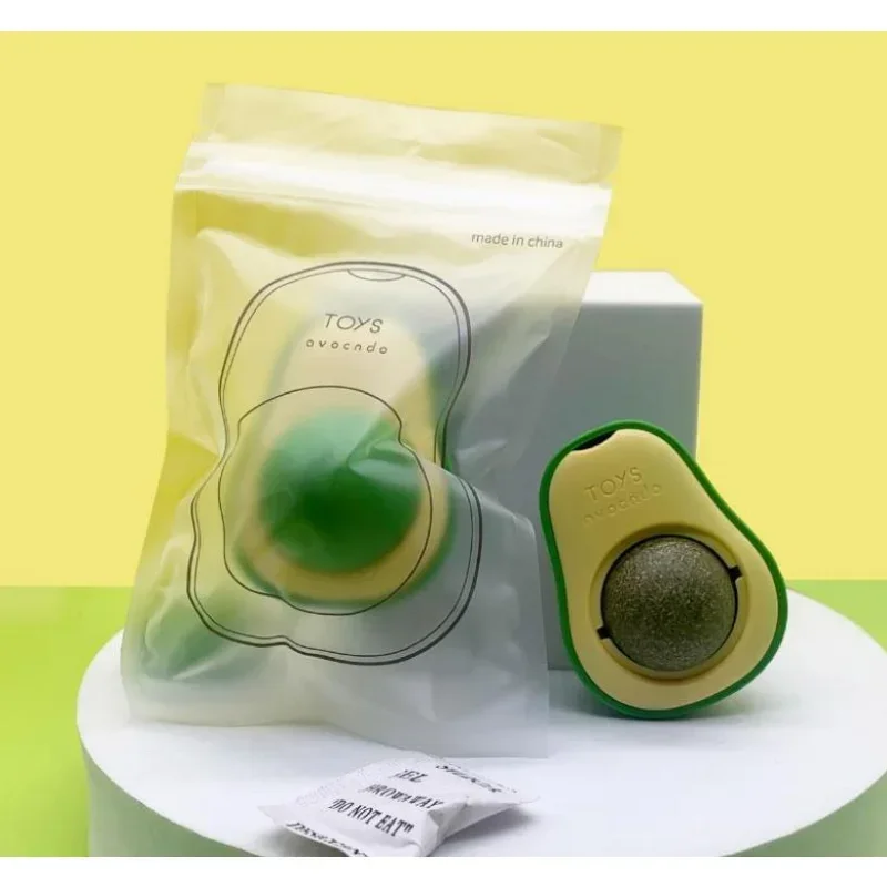 Bola de pared de hierba gatera de aguacate, juguetes para gatos, bolas para lamer comestibles, aperitivos, golosinas giratorias saludables, suministros para gatitos, limpieza de dientes - imagen 4