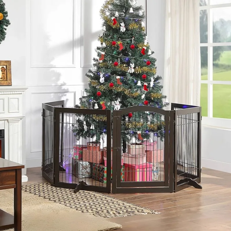 Bolígrafo para mascotas para el hogar, empalme libre, vallas para perros pequeños y medianos, jaula plegable de madera a prueba de Escape para perros, accesorios para mascotas, jaula combinada creativa - imagen 2