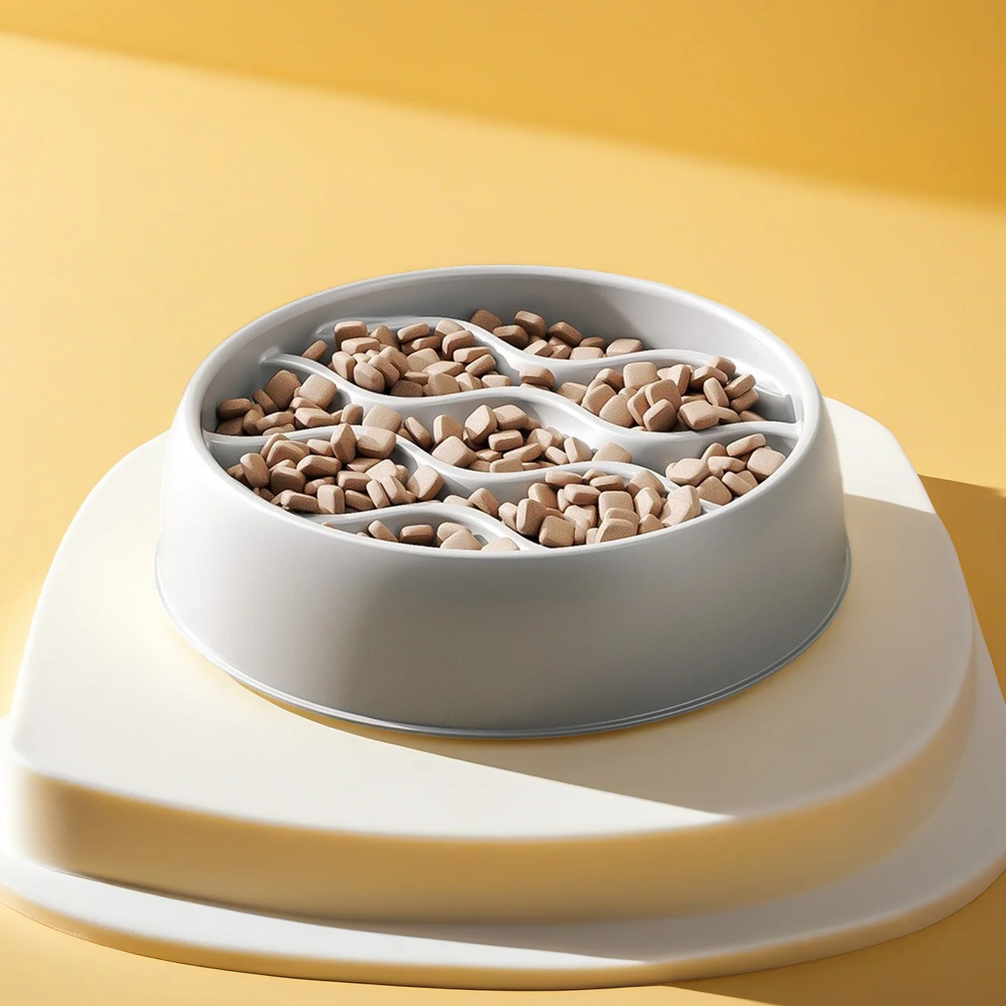 Juego de cuencos para gatos de alimentación lenta de moda: plato doble antisalpicaduras, plástico PP grueso para comer y prevención de estrangulamiento sin desorden ​ - imagen 3