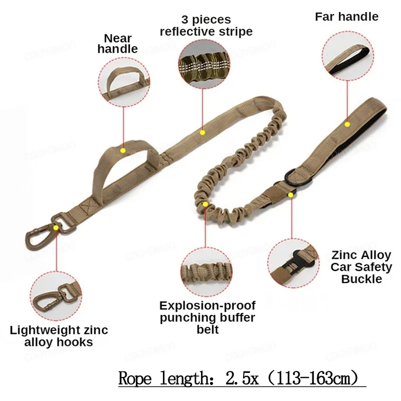 Collar y correa tácticos para perros, correa de nailon duradera ajustable militar para medianos y grandes, pastor alemán, accesorios de entrenamiento - imagen 5