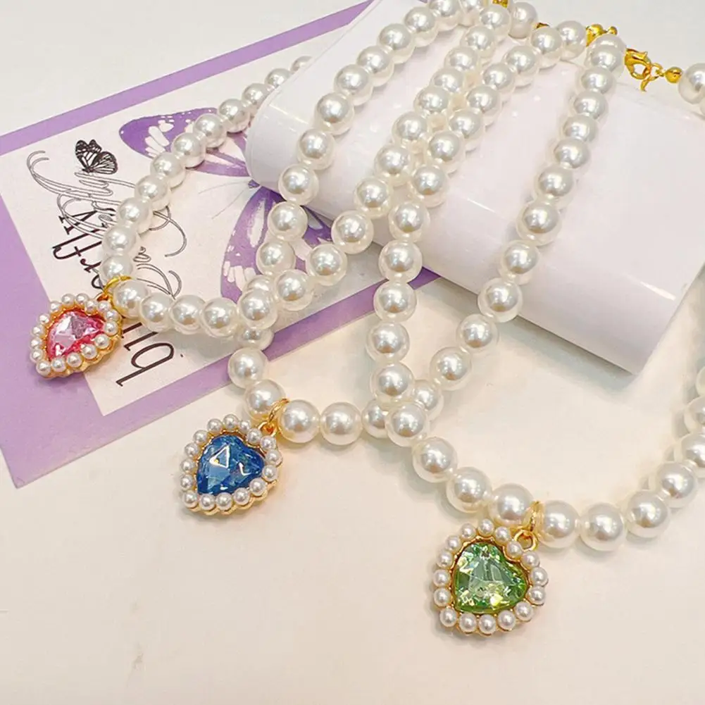 Collar con cuentas de cristal falso para mascotas, joyería bonita para gato, perro pequeño, cachorro - imagen 4