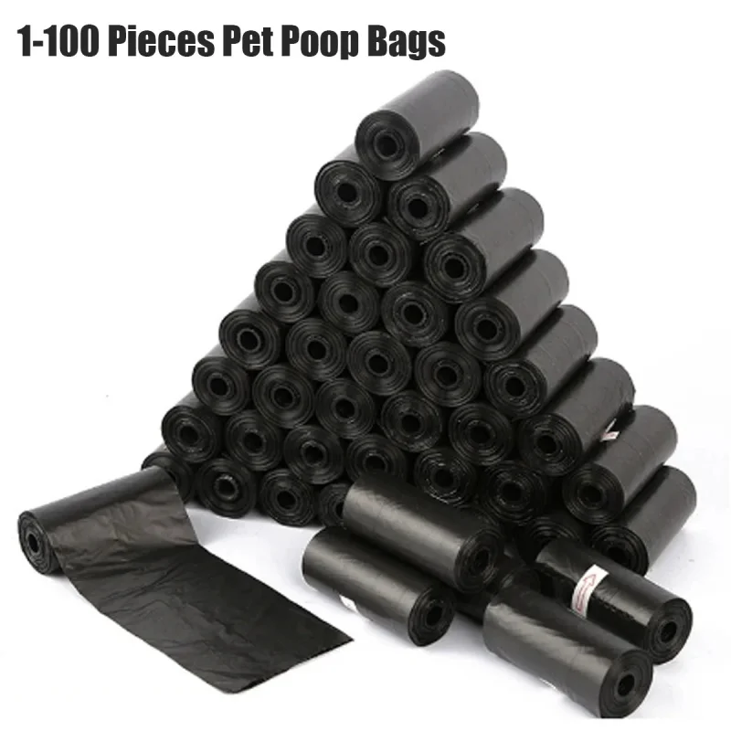 1-100 rollos de bolsas para excrementos de perros, biodegradables, gruesas, para limpieza al aire libre de mascotas, bolsa para excrementos con punto de interrupción, rollo de bolsa para excrementos de cachorros y gatos
