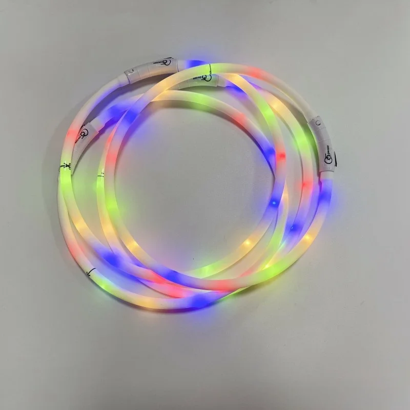 Collar de perro luminoso Led Con 4 modos intermitentes, luz multicolor de silicona suave, brillante, para perros que caminan por la noche - imagen 2