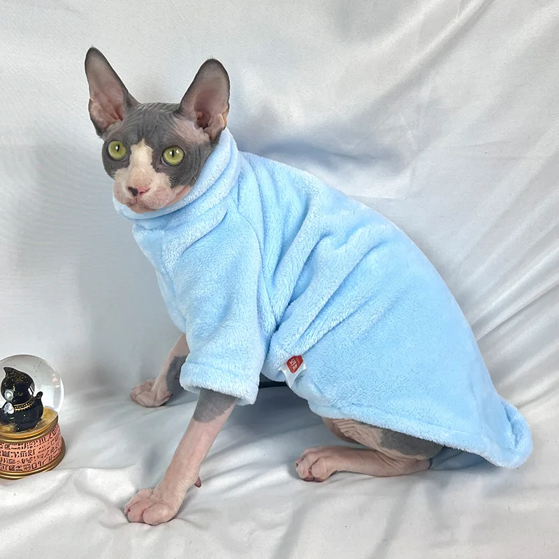 Ropa cálida de invierno sin pelo para gatos, suéter de cuello alto para perros pequeños y medianos, chaqueta para cachorros y gatos, abrigo para gatos Chihuahua sphynx - imagen 4
