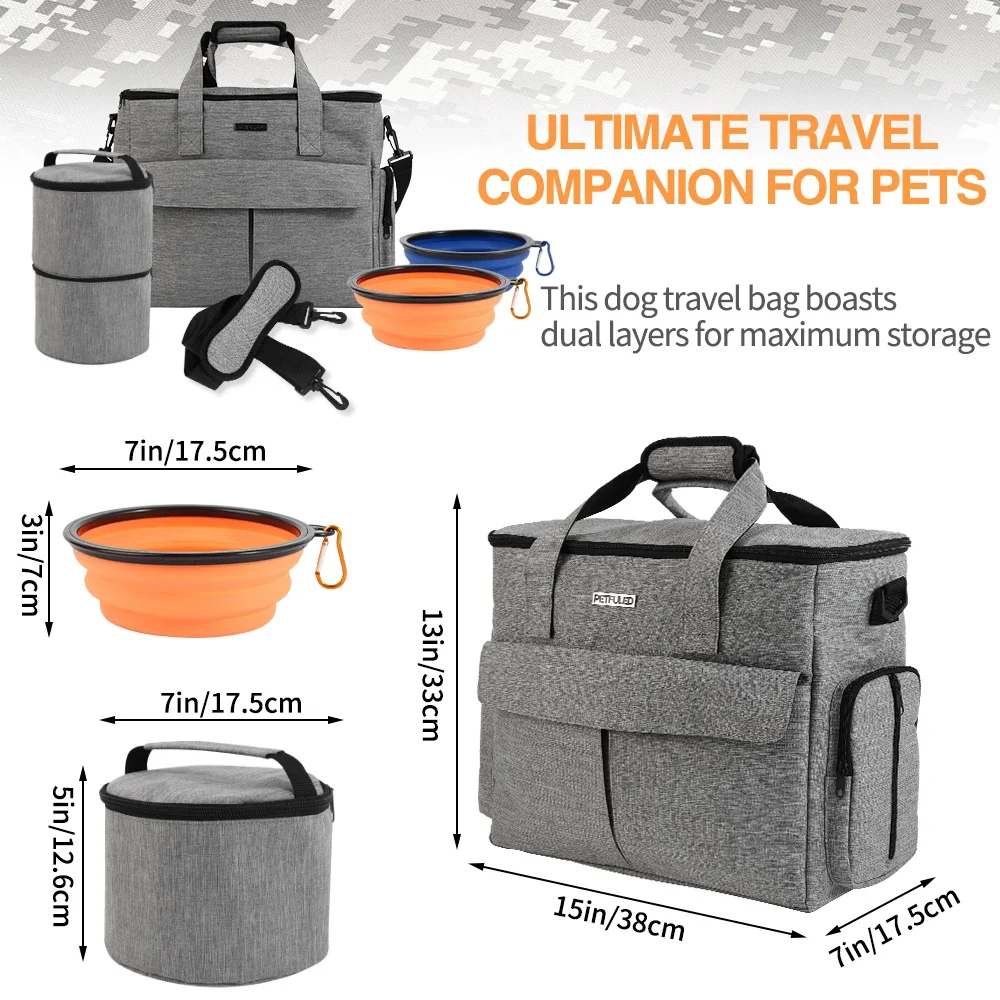 Conjunto de mochila de viaje para perros con certificación de aerolínea, con comida y aperitivos, equipo para exteriores para mascotas, Kit transportador para gatos de fin de semana - imagen 2