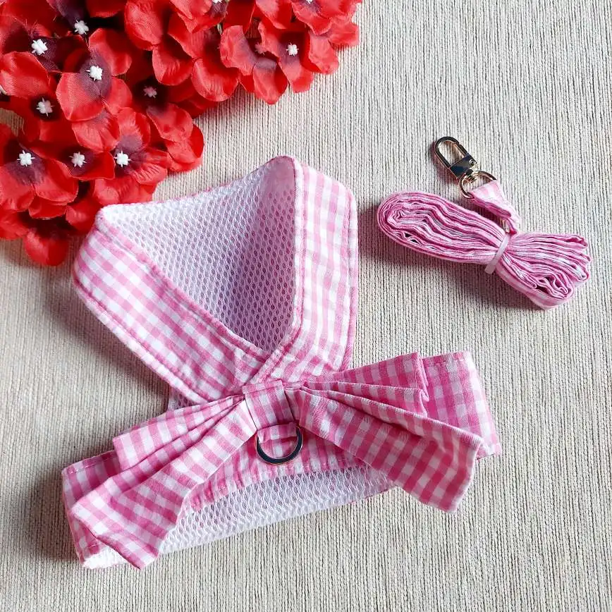 Conjunto de arnés y correa ajustables para perros, arnés de celosía para cachorros, ropa para perros pequeños, chaleco para Chihuahua, ropa para mascotas con anillo en D - imagen 2